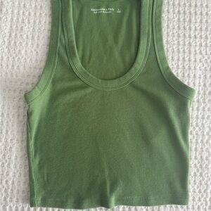 Abercrombie & Fitch Green Fitted Crop Tank Top